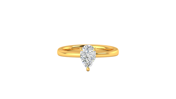 1.00 Ctw Pear Cut Solitaire Engagement Ring Set In 14K Yellow Gold