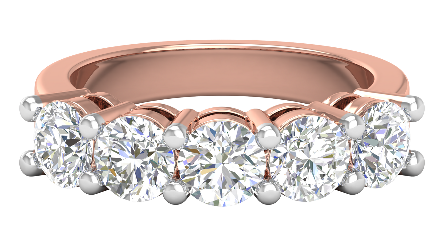 2.50 Ctw Elegant Five-Stone Wedding Band Set In 14K Rose Gold