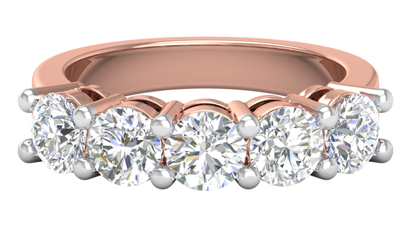2.50 Ctw Elegant Five-Stone Wedding Band Set In 14K Rose Gold