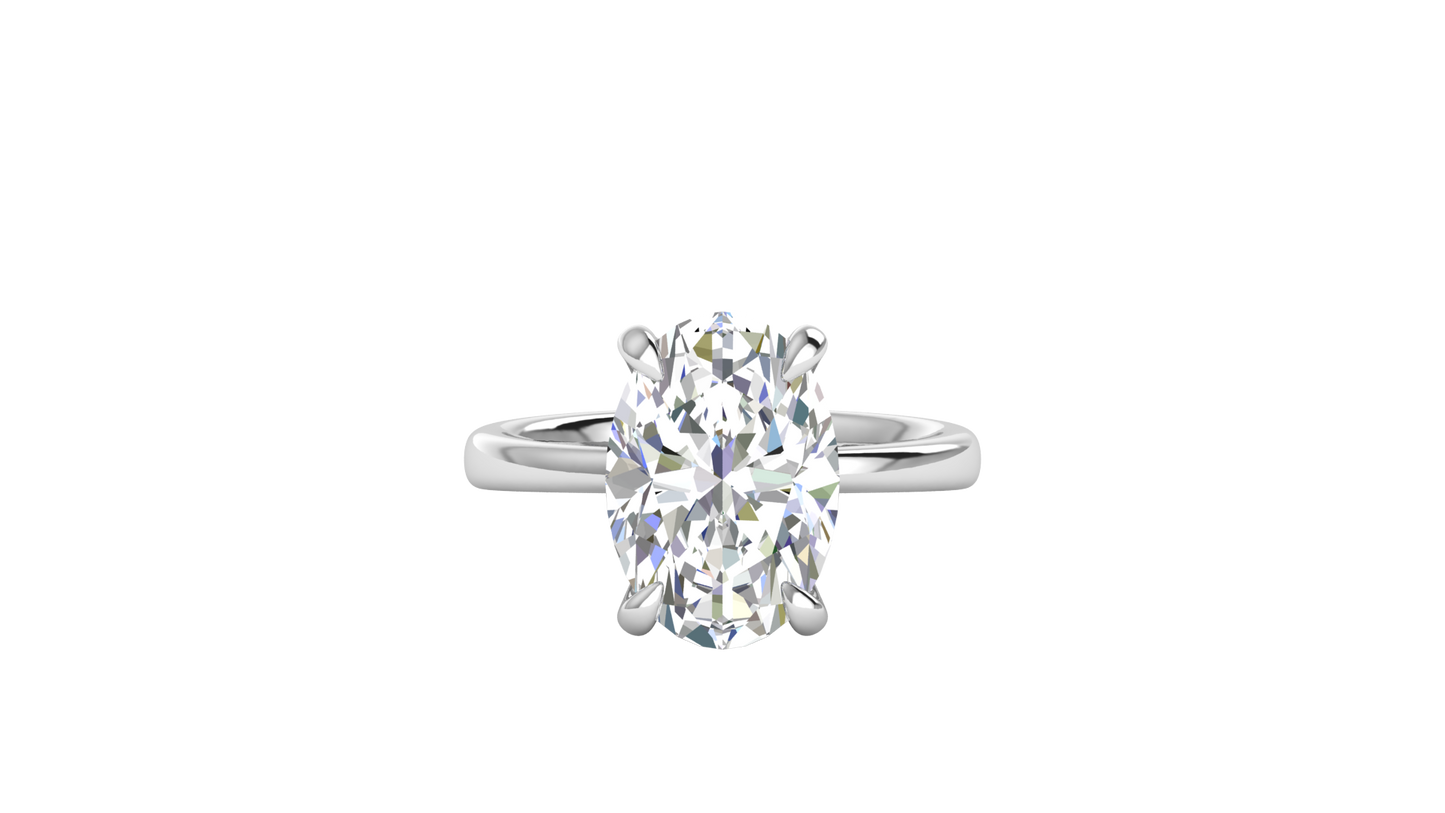5.00 Ctw Oval Cut Solitaire Engagement Ring Set In 14K White Gold