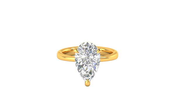 4.00 Ctw Pear Cut Solitaire Engagement Ring Set In 14K Yellow Gold