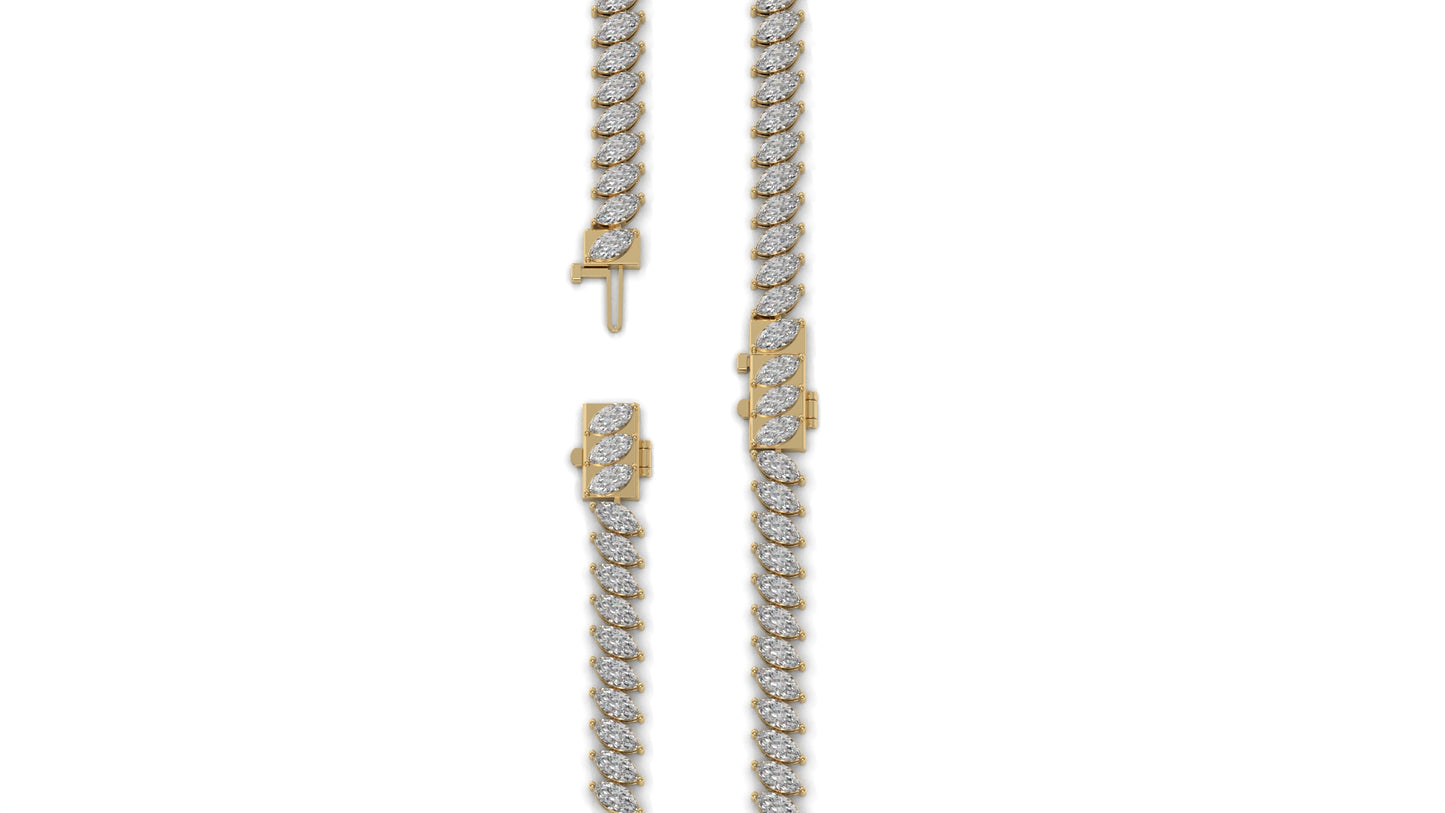11.50 CTW Marquise Diamond Bracelet in 14K Yellow Gold