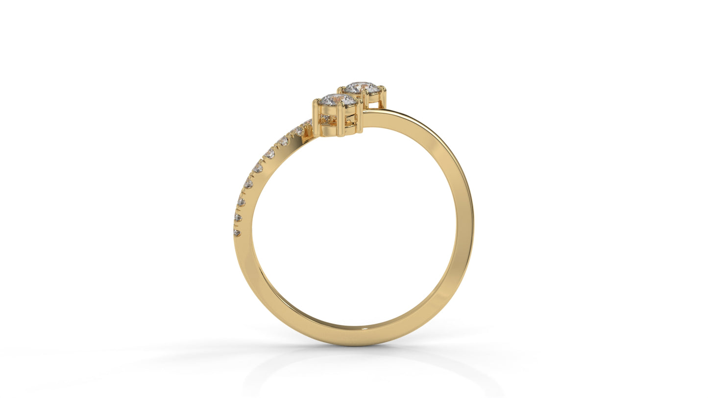 0.34 CTW Toi et Moi Diamond Ring in 14K Yellow Gold with Round Cut Diamonds
