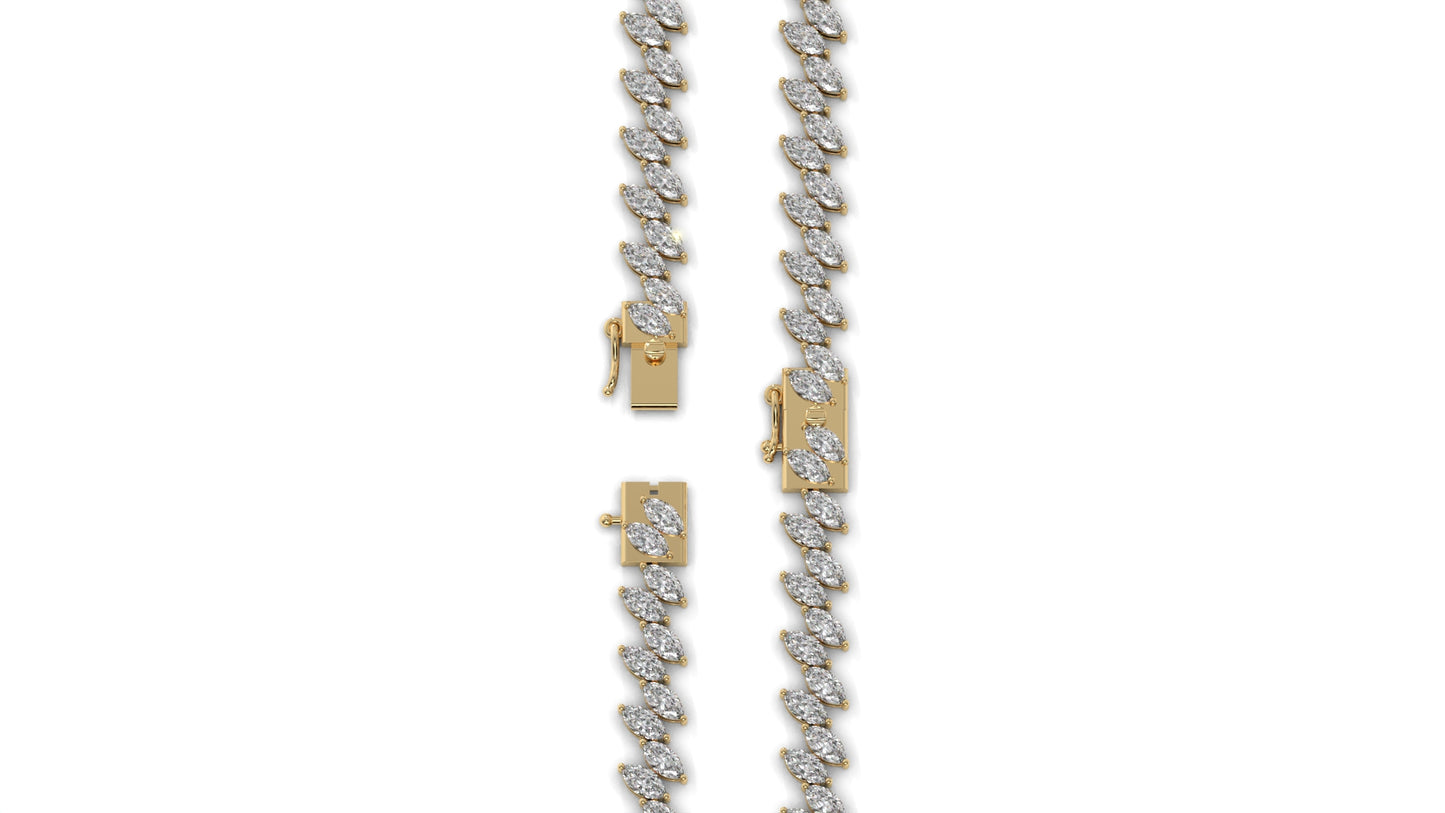 12.50 CTW Marquise Diamond Bracelet in 14K Yellow Gold – Double Row Design