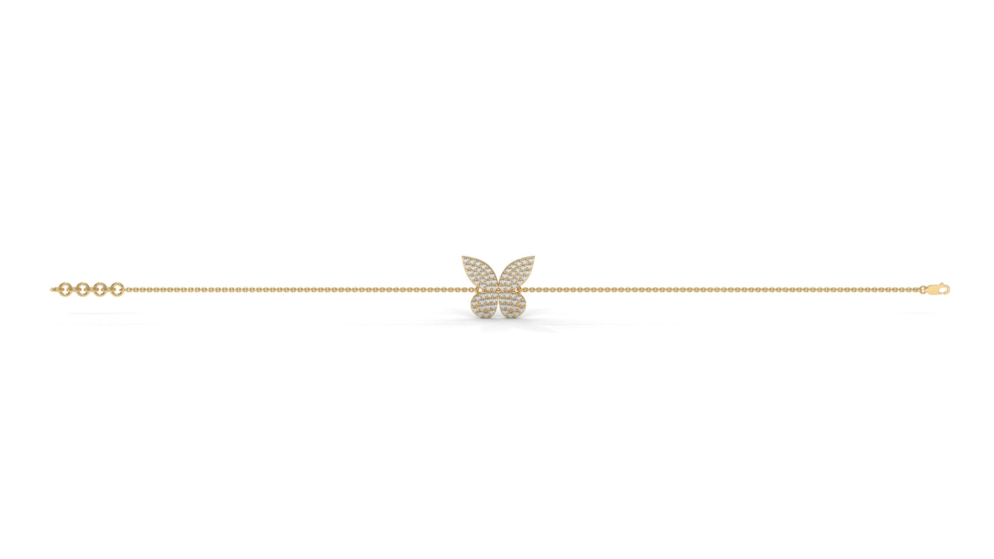 0.43 CTW Diamond Butterfly Bracelet in 14K Yellow Gold – Pavé Butterfly Design