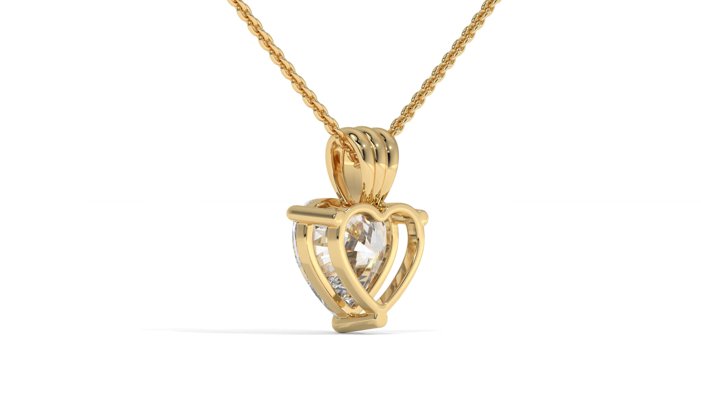 1.50 CTW Heart-Shaped Diamond Solitaire Pendant in 14K Yellow Gold – Secure Claw-Prong Setting