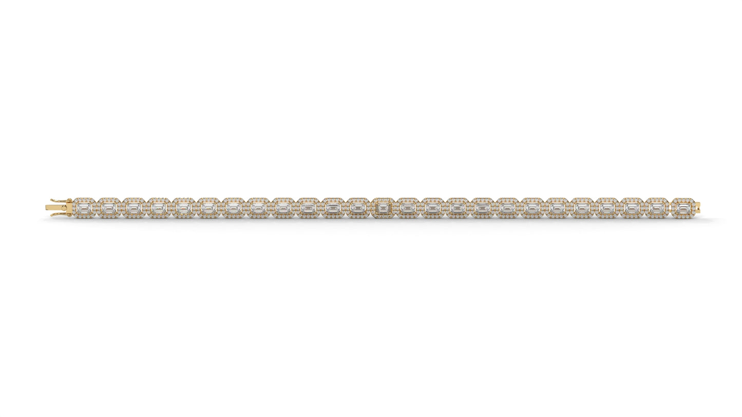 7.00 CTW Diamond Halo Bracelet in 14K Yellow Gold - Luxury Statement Design