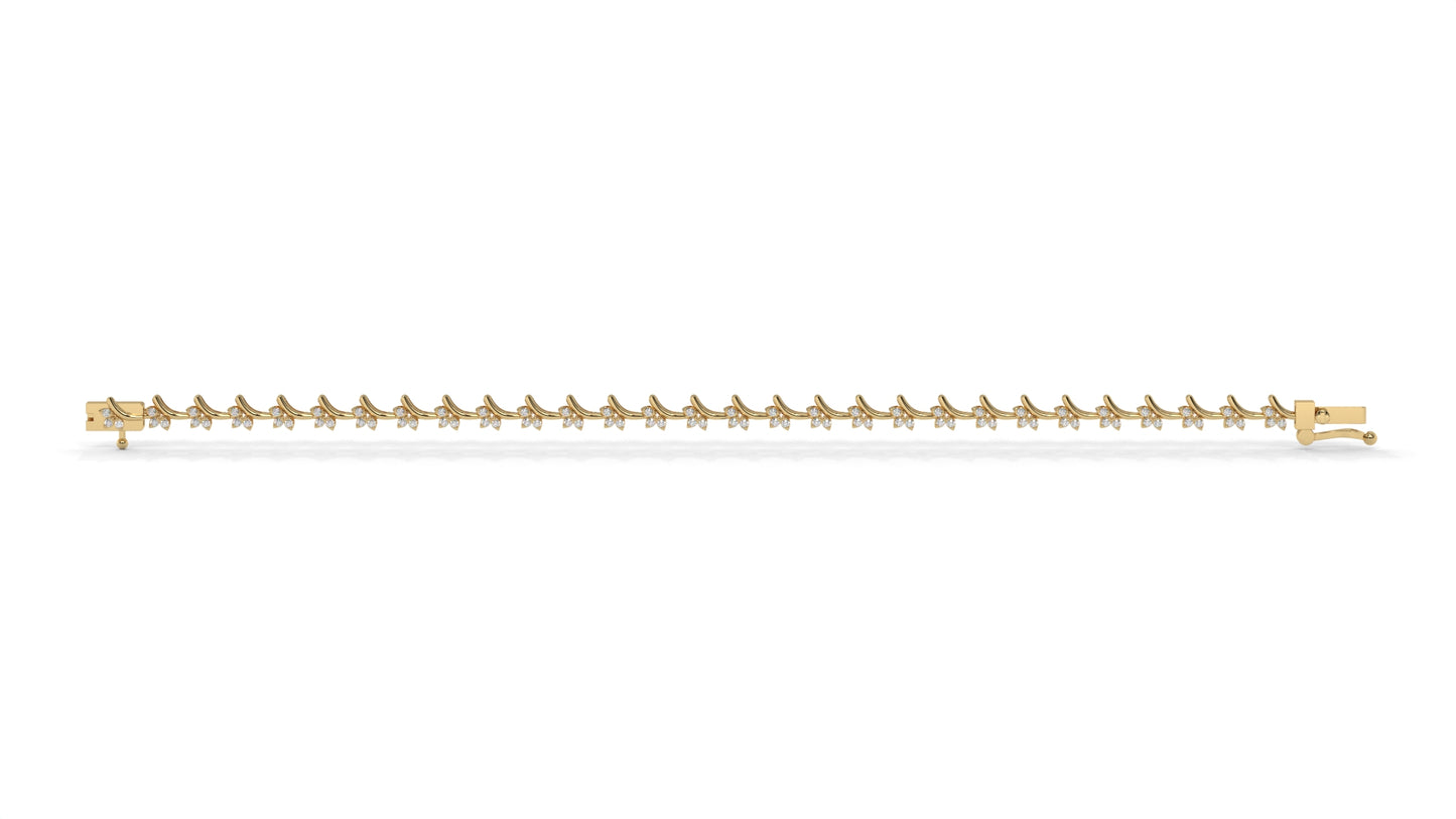 0.72 CTW Round Diamond Bracelet in 14K Yellow Gold – Floral Cluster Design