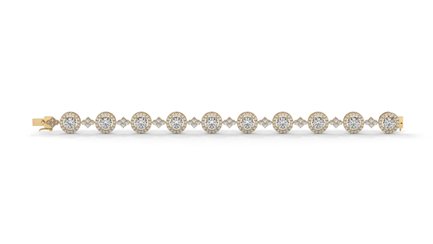 4.18 CTW Diamond Halo Link Bracelet in 14K Yellow Gold