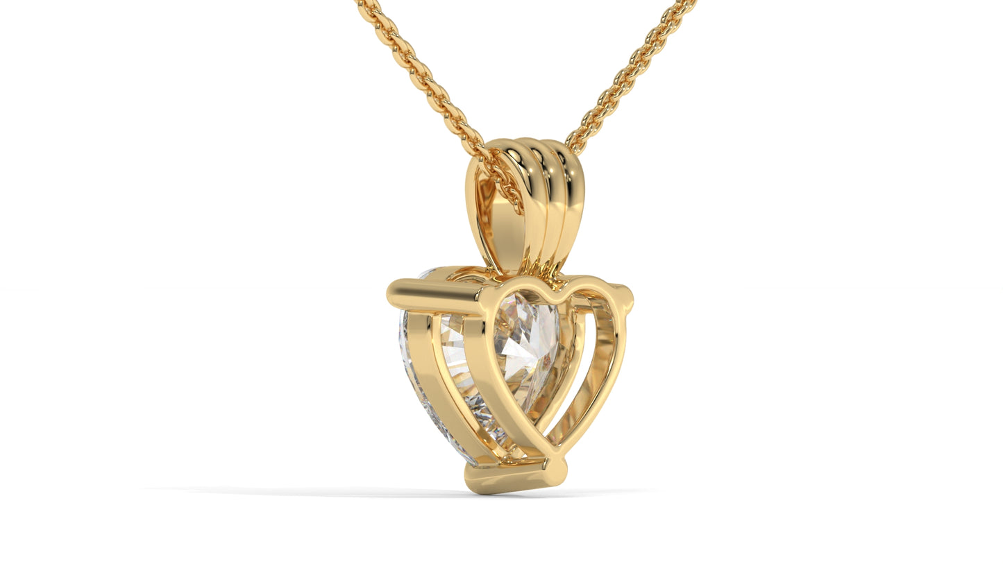 2.00 CTW Heart-Shaped Diamond Solitaire Pendant in 14K Yellow Gold – Secure Claw-Prong Setting