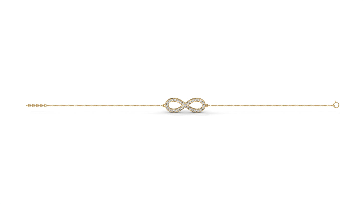 0.38 CTW Round Diamond Infinity Bracelet in 14K Yellow Gold