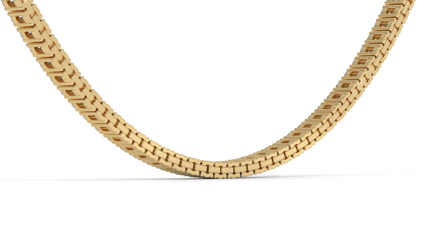 5 CTW Diamond Tennis Necklace in 14K Yellow Gold – Classic Round Cut Single Row In 17 Inch
