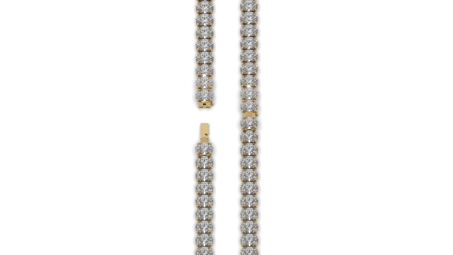 23.40 CTW Oval Diamond Bracelet in 14K Yellow Gold – Luxury Tennis Bracelet