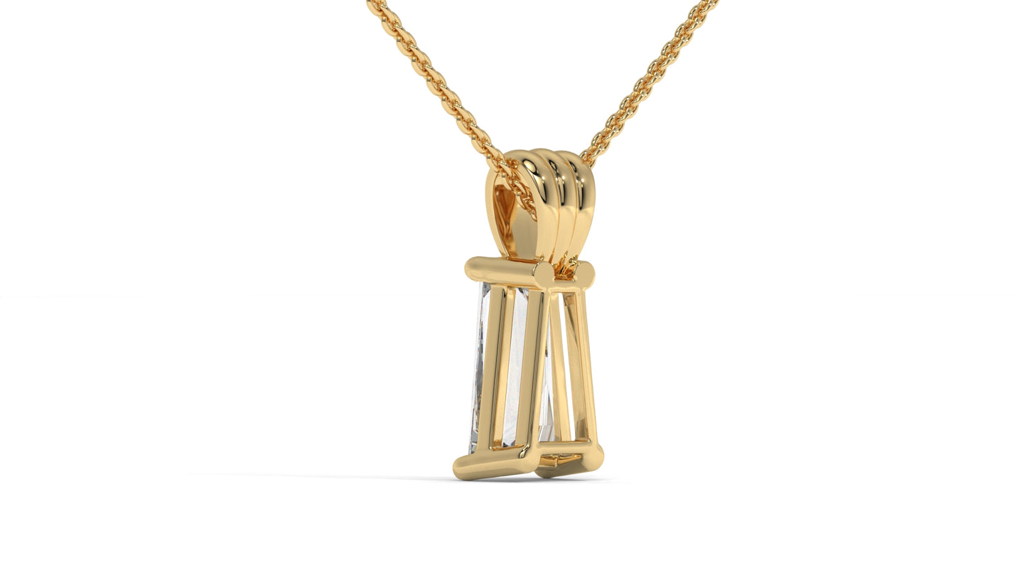 2.00 CTW Tapered Baguette Diamond Solitaire Pendant in 14K Yellow Gold – Secure Claw-Prong Setting