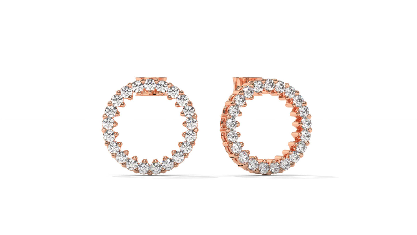 0.42 CTW Round Diamond Circle Hoop Earrings in 14K Rose Gold