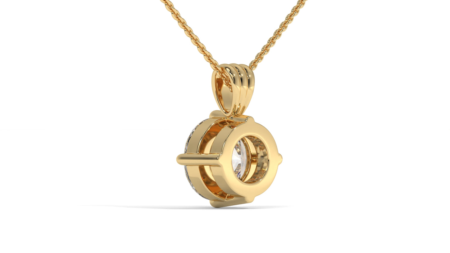 2.50 CTW Round Diamond Four-Prong Solitaire Pendant in 14K Yellow Gold – Secure Claw-Prong Setting