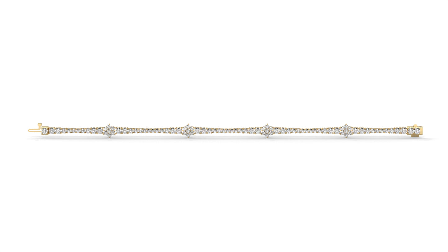 4.95 CTW Diamond Tennis Bracelet in 14K Yellow Gold – Classic Round Cut Design
