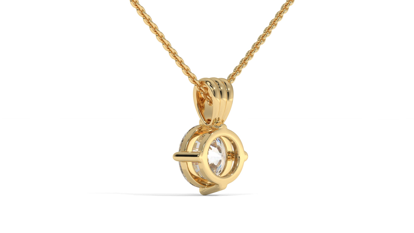 1.50 CTW Round Diamond Four-Prong Solitaire Pendant in 14K Yellow Gold – Secure Claw-Prong Setting