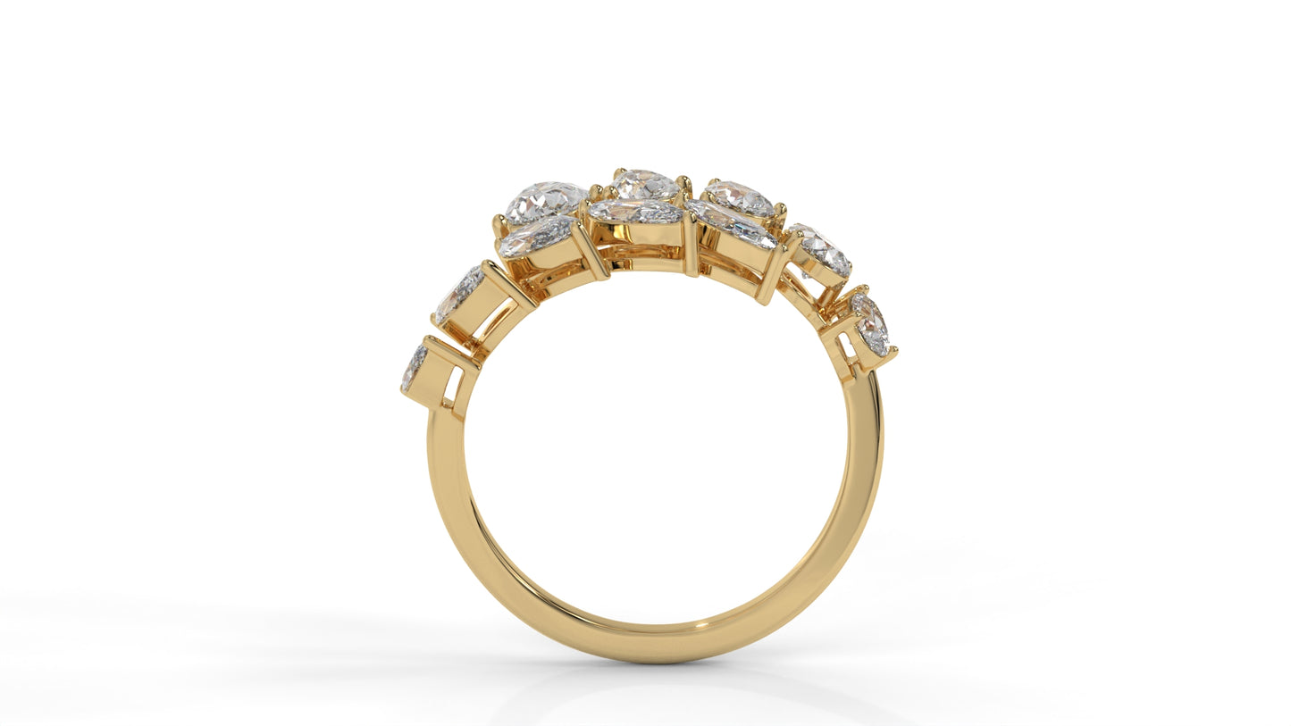 2.46 CTW Pear and Marquise Diamond Ring in 14K Yellow Gold