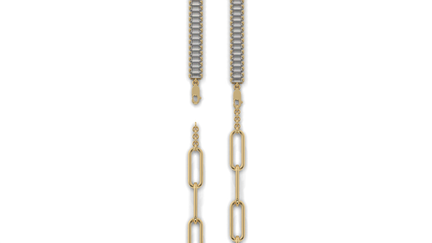 6.44 CTW Straight Baguette Diamond Bracelet in 14K Yellow Gold – Modern Link Design