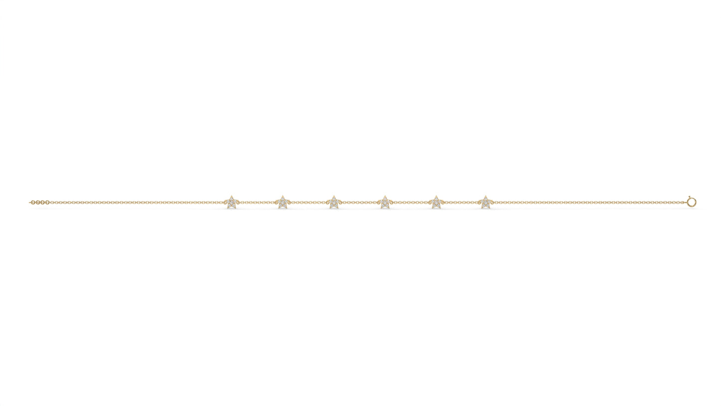 0.75 Ctw Diamond Star Bracelet in 14K Yellow Gold