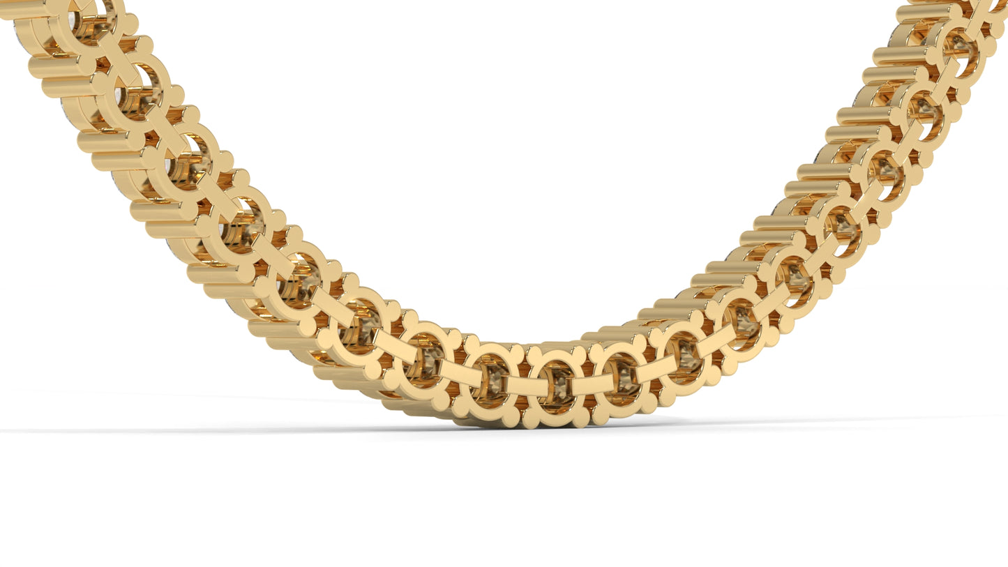 17.50 CTW Diamond Tennis Necklace in 14K Yellow Gold – Classic Round Cut Single Row In 17 Inch