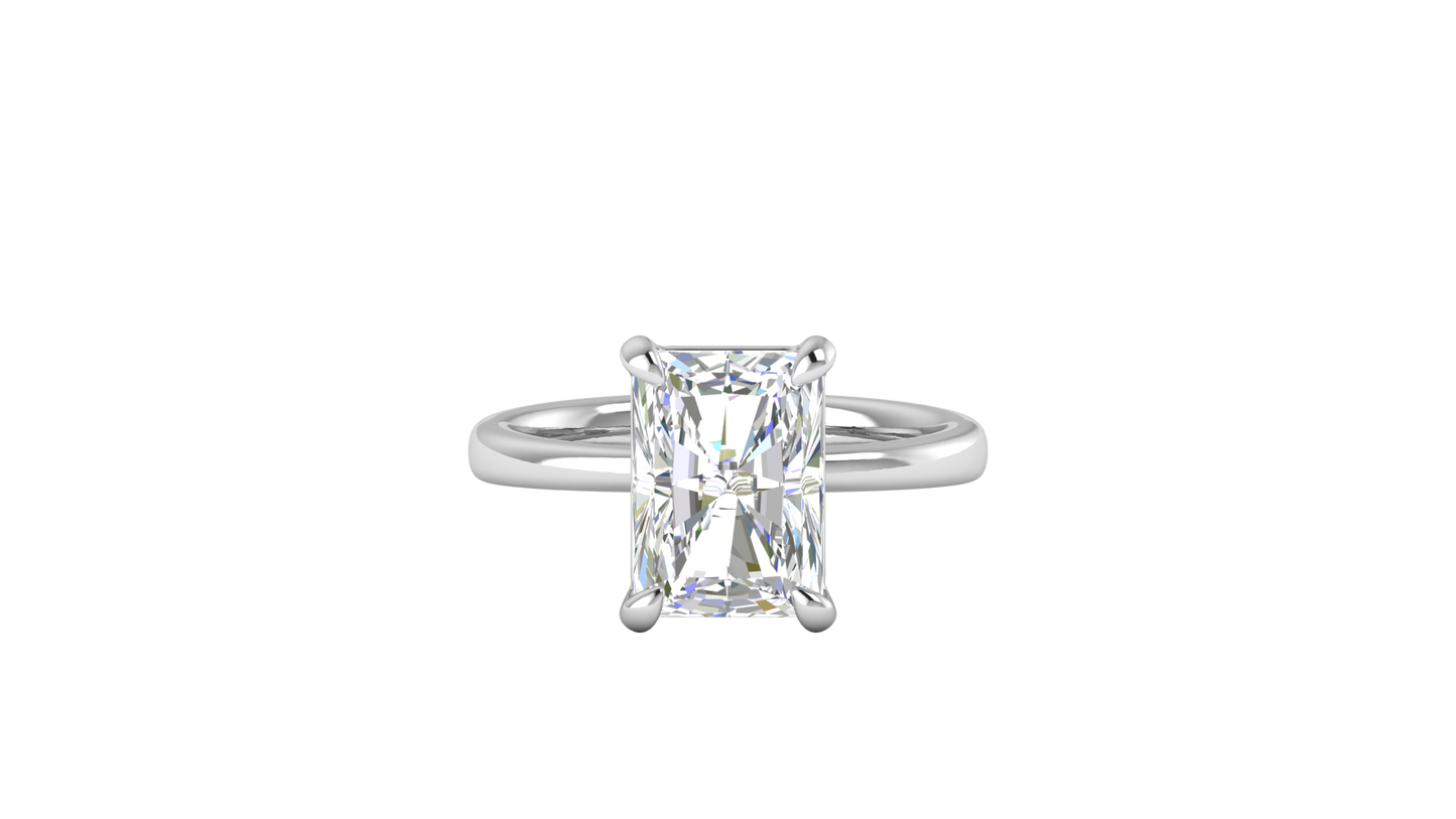 4.00 Ctw Radiant Cut Solitaire Engagement Ring Set In 14K White Gold