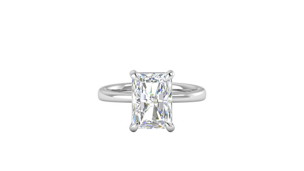 4.00 Ctw Radiant Cut Solitaire Engagement Ring Set In 14K White Gold