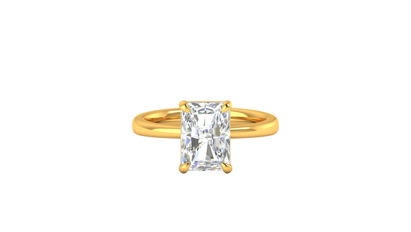 3.00 Ctw Radiant Cut Solitaire Engagement Ring Set In 14K Yellow Gold