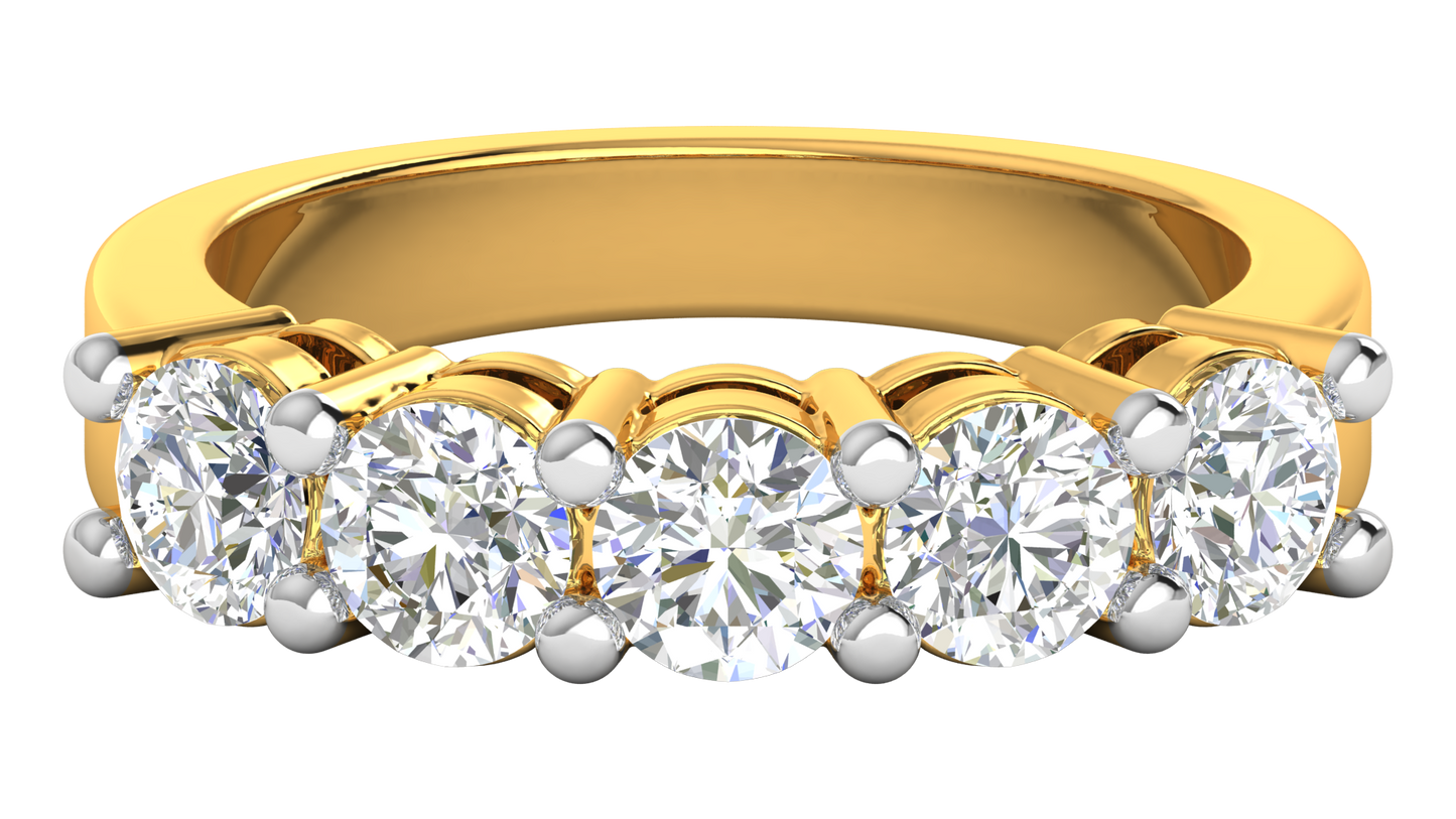 2.00 Ctw Elegant Five-Stone Wedding Band Set In 14K Yellow Gold