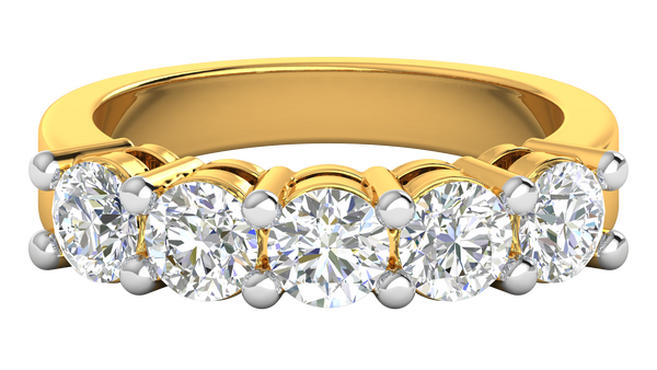 2.00 Ctw Elegant Five-Stone Wedding Band Set In 14K Yellow Gold