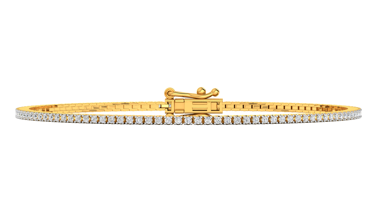 1.08 Ctw Round Brilliant Diamond Tennis Bracelet In 14K Yellow Gold