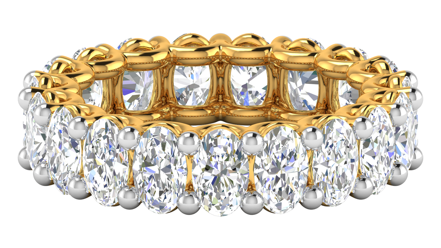 5.70 Ctw Oval Cut Diamond Eternity Band Set In 14K Yellow Gold