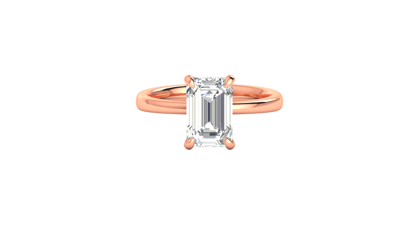 3.00 Ctw Emerald Cut Solitaire Engagement Ring Set In 14K Rose Gold