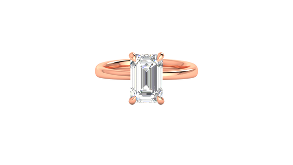 3.00 Ctw Emerald Cut Solitaire Engagement Ring Set In 14K Rose Gold