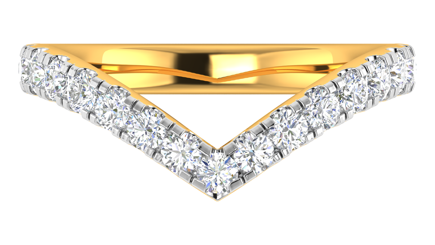 0.68 Ctw Elegant Diamond Chevron Ring Set In 14K Yellow Gold