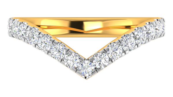 0.68 Ctw Elegant Diamond Chevron Ring Set In 14K Yellow Gold