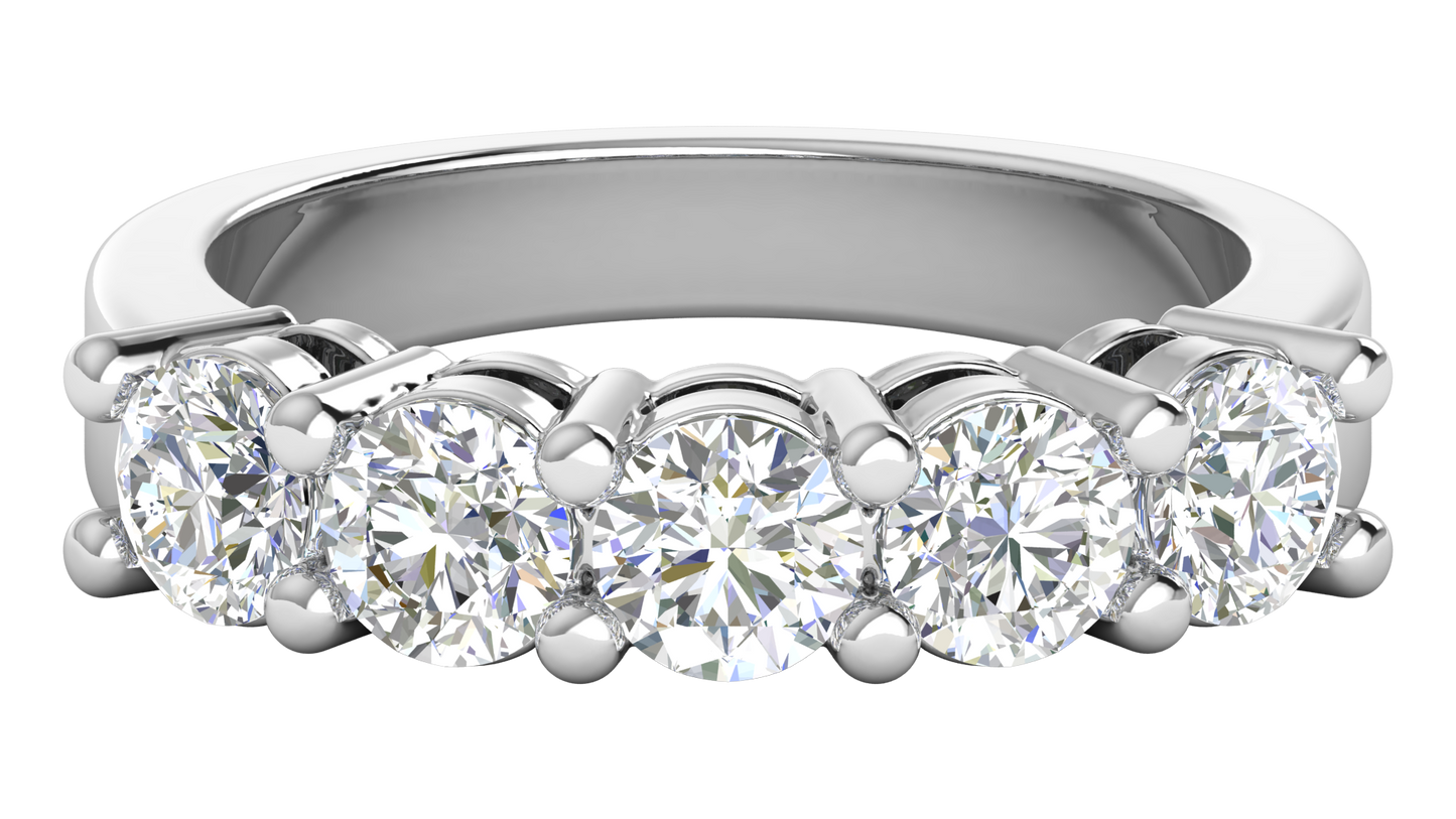 2.00 Ctw Elegant Five-Stone Wedding Band Set In 14K White Gold