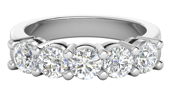 2.00 Ctw Elegant Five-Stone Wedding Band Set In 14K White Gold