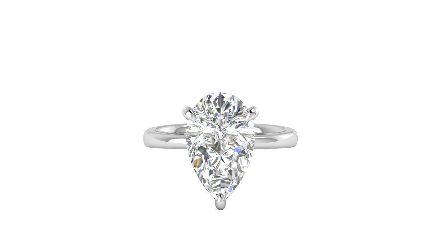 5.00 Ctw Pear Cut Solitaire Engagement Ring Set In 14K White Gold
