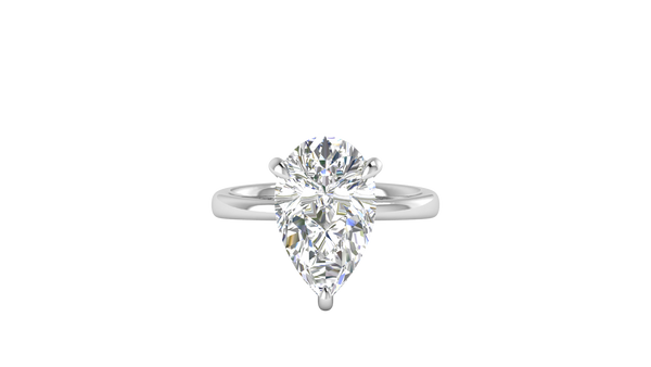 5.00 Ctw Pear Cut Solitaire Engagement Ring Set In 14K White Gold