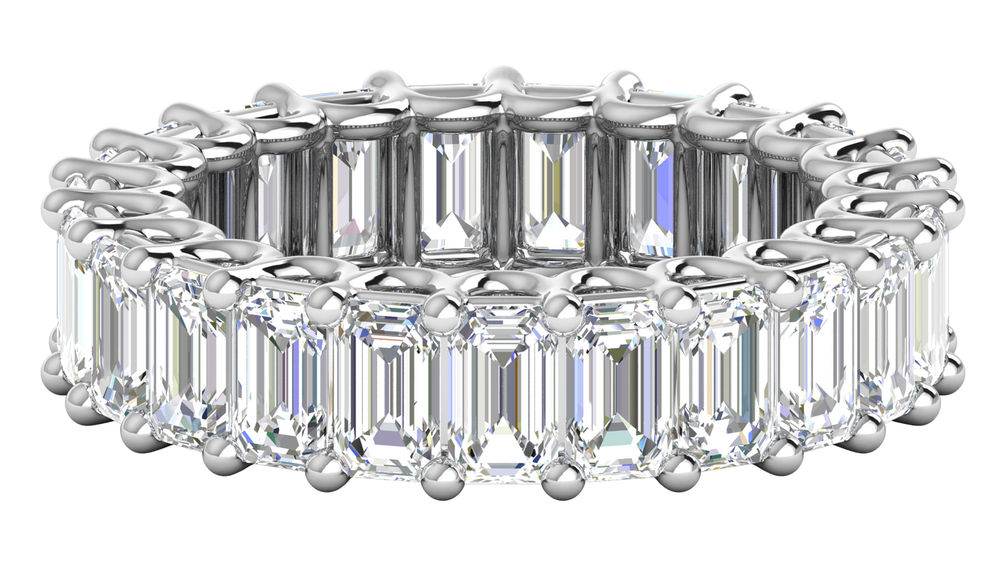 6.90 Ctw Emerald Cut Diamond Eternity Band Set In 14K White Gold