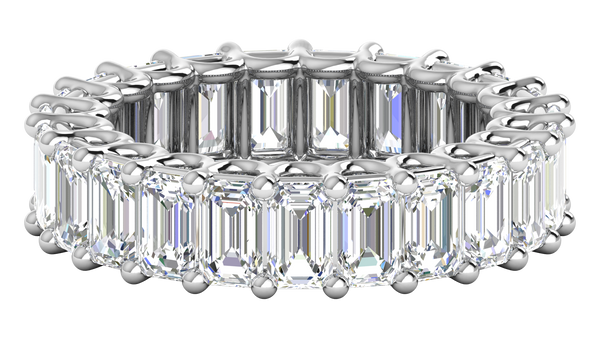 6.90 Ctw Emerald Cut Diamond Eternity Band Set In 14K White Gold