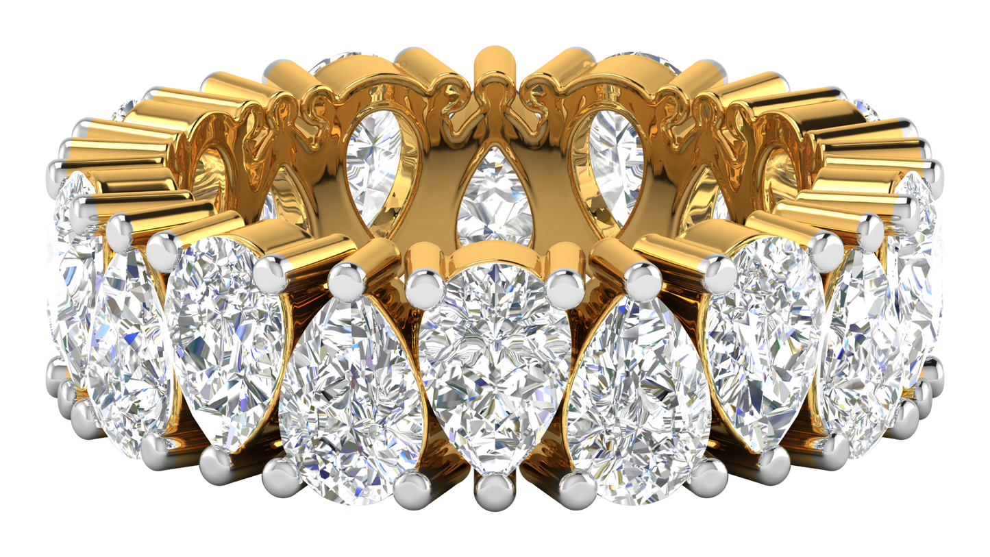 5.40 Ctw Pear Cut Diamond Eternity Band Set In 14K Yellow Gold