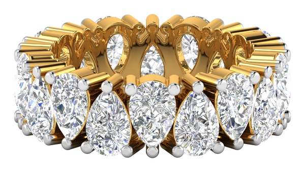 5.40 Ctw Pear Cut Diamond Eternity Band Set In 14K Yellow Gold