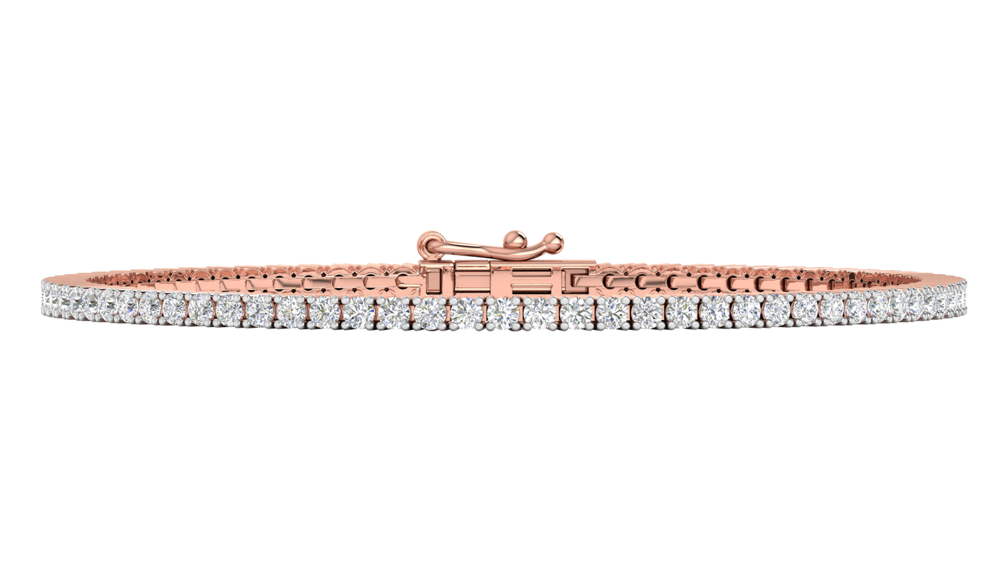 3.12 Ctw Round Brilliant Diamond Tennis Bracelet In 14K Rose Gold