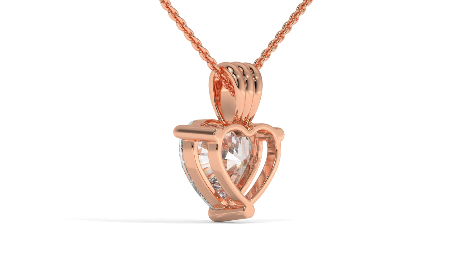 2.00 CTW Heart-Shaped Diamond Solitaire Pendant in 14K Rose Gold – Secure Claw-Prong Setting
