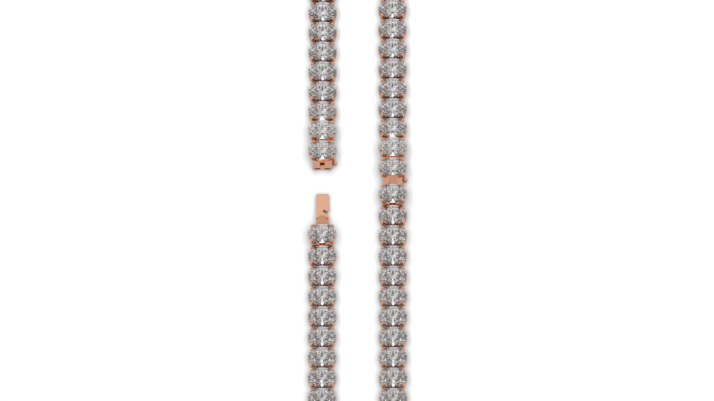 23.40 CTW Oval Diamond Bracelet in 14K Rose Gold – Luxury Tennis Bracelet