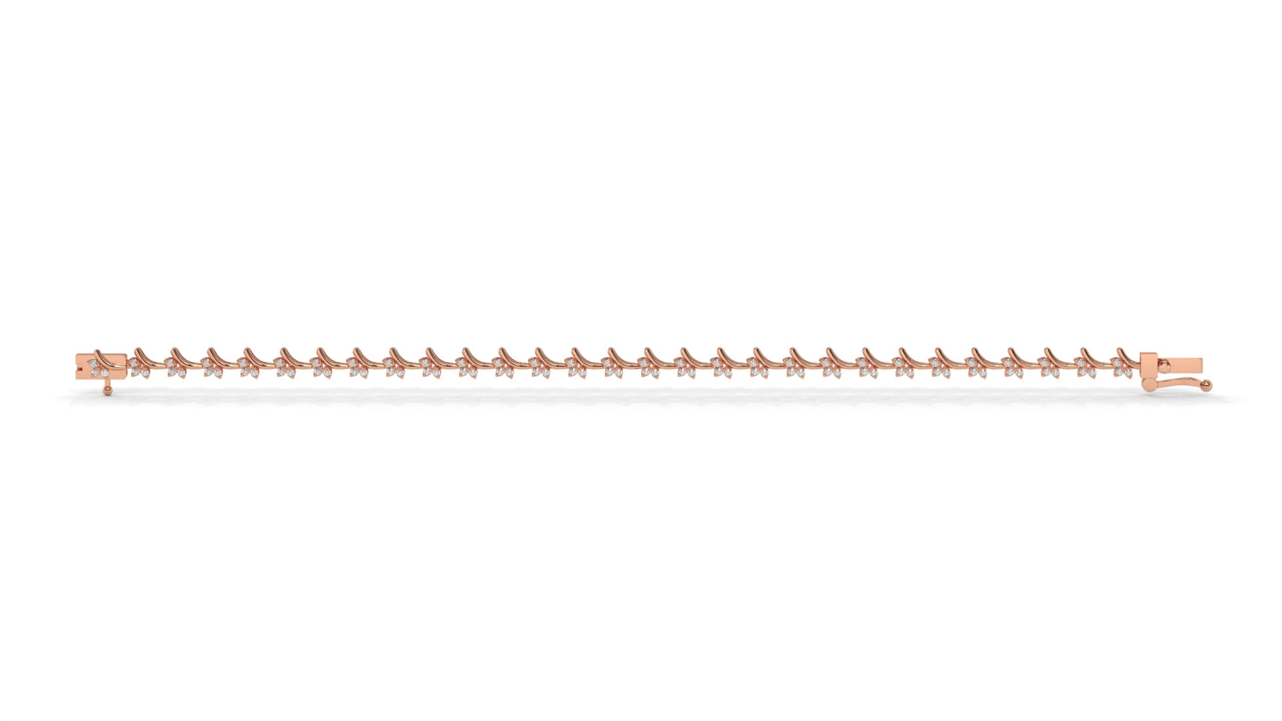 0.72 CTW Round Diamond Bracelet in 14K Rose Gold – Floral Cluster Design