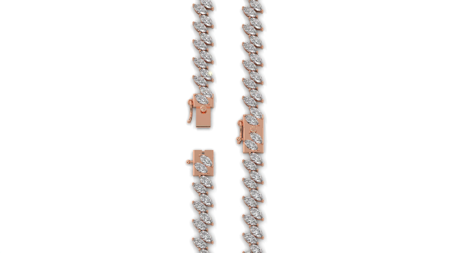 12.50 CTW Marquise Diamond Bracelet in 14K Rose Gold – Double Row Design